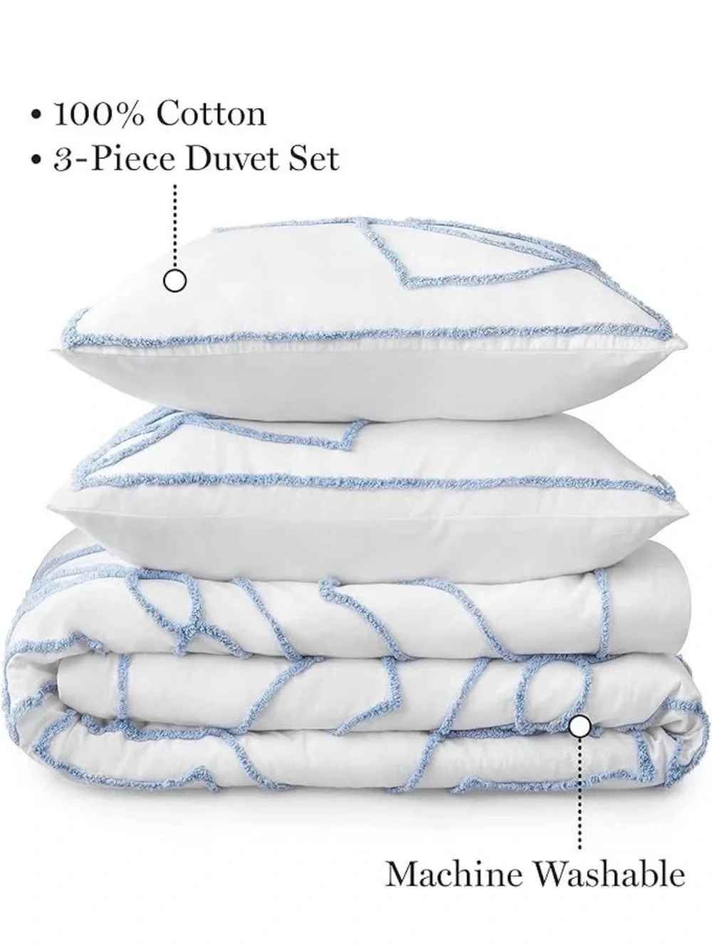 3 Pc Duvet Cover Set Martha Stewart 100% Cotton Luxurious Comforter Cover Queen